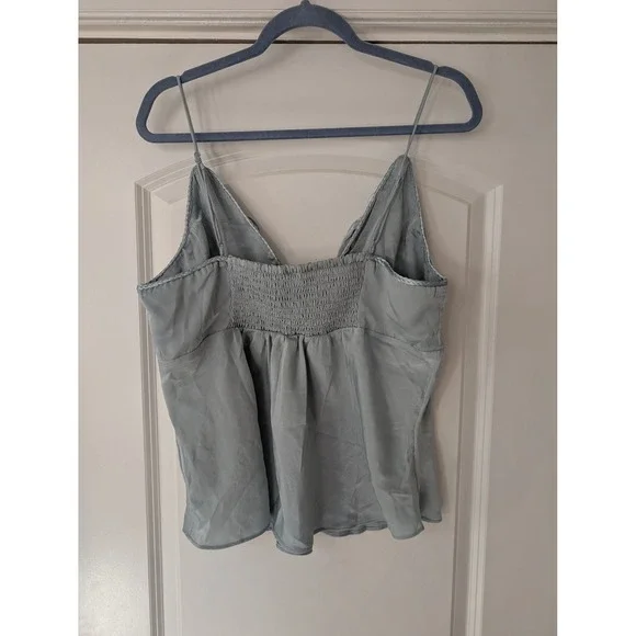 Intimately Free People Dusty Blue Smocked V-Neck Lyric Cami Top XL y2k NEW - Picture 8 of 8